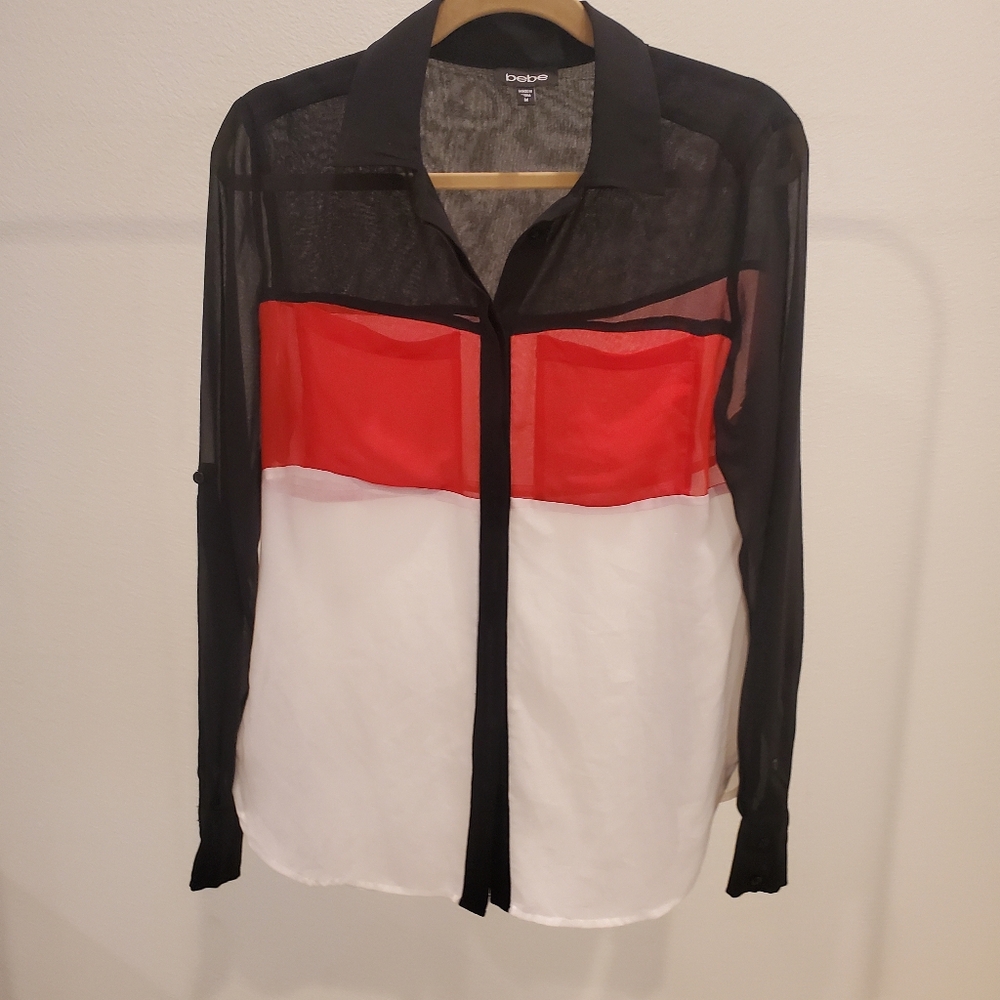 Y2K bebe color block blouse